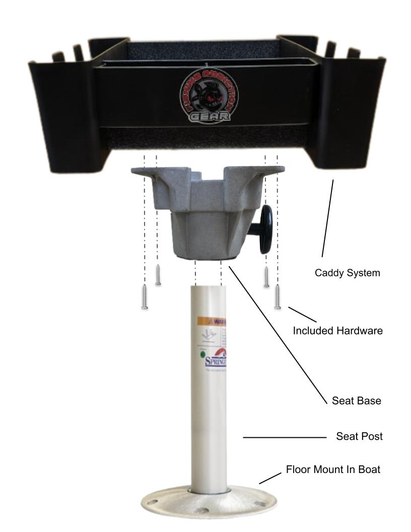 deluxe fishing rod holders with bench seat mounting track 2 Caddy Modified Seat Base Version- Holds Church Tackle and many more! – Fishing Addiction Gear
