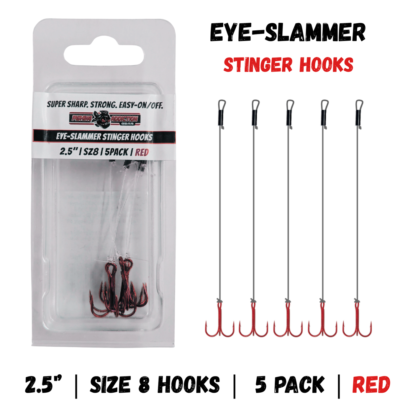 Eye-Slammer Stinger Hooks - 2.5'' | RED