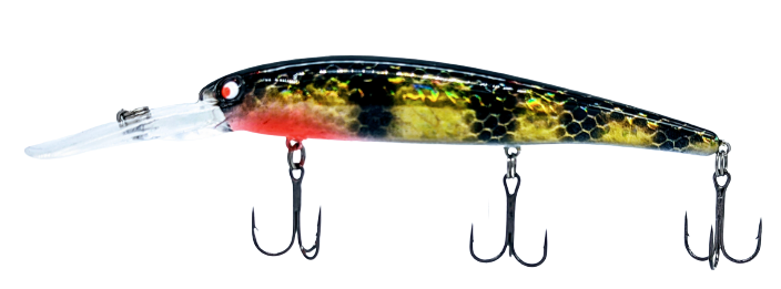 black and orange bandit fishing lure Walleye Shallow Customs running 4 3/4 inch walleye trolling lure BANDIT LURES Walleye Deep Minnow